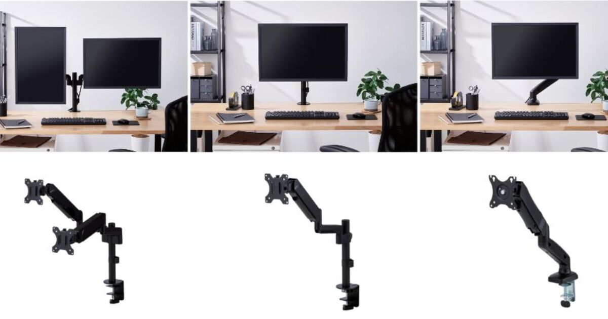 軽い力でモニターの位置を自由に調整できるガススプリング式のモニター