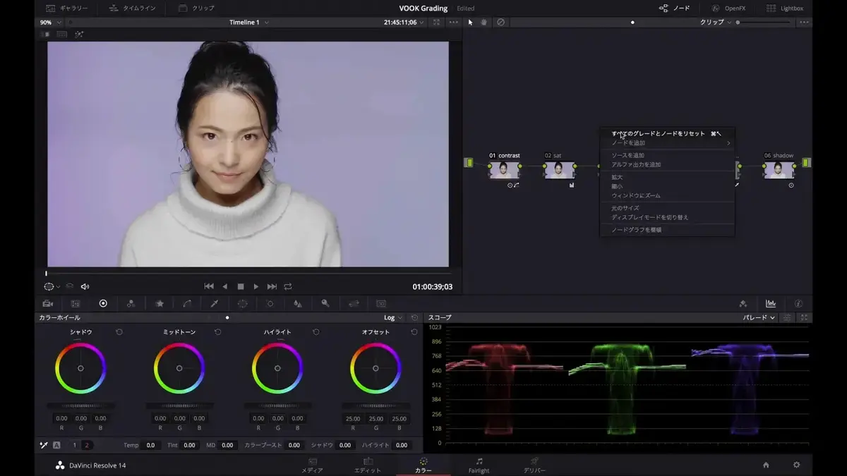 Davinciresolve 海外映画のシネマルックを再現 カラーグレーディングワークショップ Vook ヴック